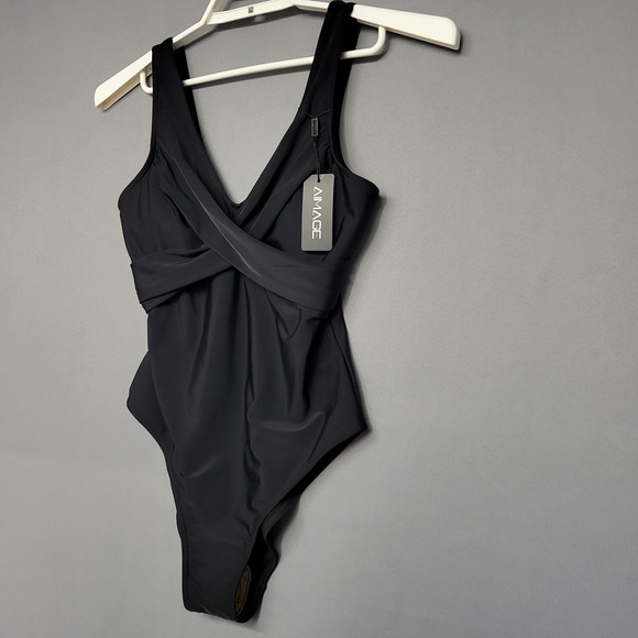 AIMAGE Swimsuit Womens Large One Piece V Neck Ruched Tummy Control Bathing Suit - Picture 3 of 14